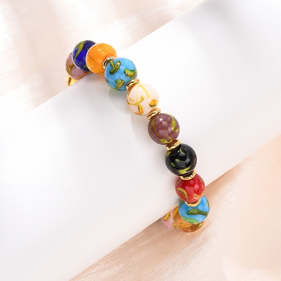 Браслеты ручной работы из бусин лэмпворк для женщин, круглые, с латунной бисера