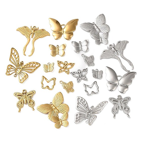10 шт. 304 подвески из нержавеющей стали, бабочка