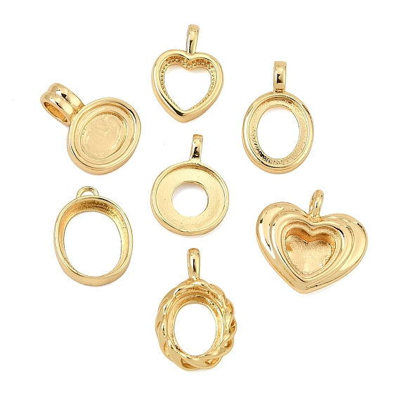 Ensembles de pendentif de cabochon en laiton, ouvrir les paramètres, réel 18 k plaqué or