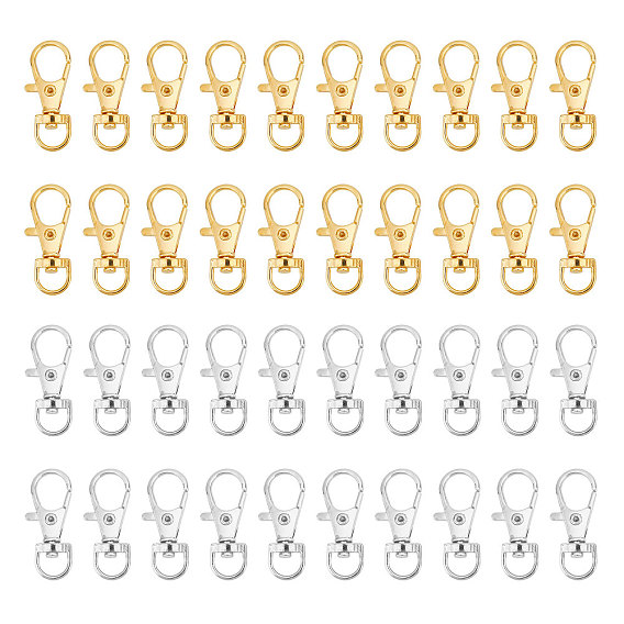 40Pcs 2 Colors Alloy Swivel Lobster Claw Clasps, Swivel Snap Hook