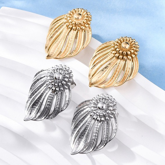 304 из нержавеющей стали серьги, цветок, ионное покрытие (ip)