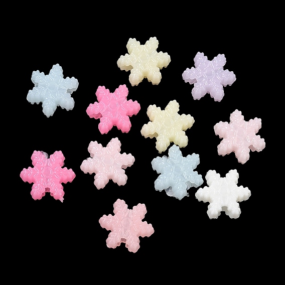 Рождественские пластиковые бусины, имитация желе, снежинка