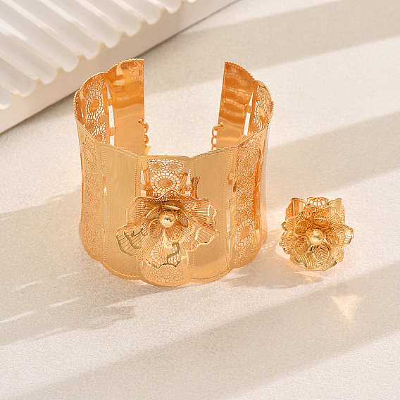 Наборы браслетов и колец с железным цветком для женских вечеринок