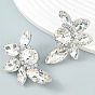 Sparkling Rhinestone Flower Earrings for Women - Alloy Chain, Glass Gems, Statement Jewelry