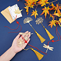 PandaHall Elite 6 Styles Brass Bookmarks, with Polyester Ribbon, Paper Letter Paper & Envelope, Dragonfly & Feather & Maple Leaf & Ginkgo Leaf & Clover & Lotus
