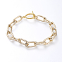 Aluminum Paperclip Chain Bracelets, with Alloy Toggle Clasps, Textured