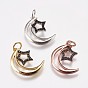 Brass Micro Pave Cubic Zirconia Pendants, Moon with Star