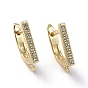 Brass Micro Pave Cubic Zirconia Hoop Earring Findings with Latch Back Closure, Cadmium Free & Lead Free, with Horizontal Loop, Clear