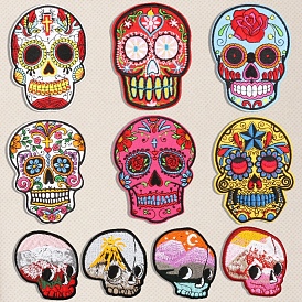 Computerized Embroidery Cloth Self Adhesive Patches, Stick On Patch, Costume Accessories, Appliques, Skull
