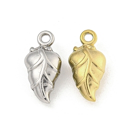 Ion Plating(IP) 304 Stainless Steel Charms, Leaf Charm