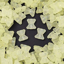 Матовые прозрачные акриловые бусины, медведь, серебристого металла, обвитыми, с покрытием AB цвета