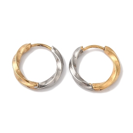 Twist Ring Ion Plating(IP) 304 Stainless Steel Two Tone Hoop Earrings for Women