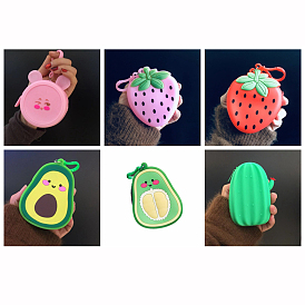 Bear/Strawberry/Cactus/Avocado Silicone Wallets, Change Purse, with Plastic Snap Clasps