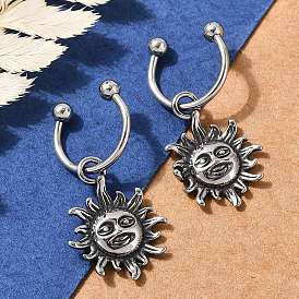 Sun 316 Surgical Stainless Steel Dangle Half Hoop Earrings for Women