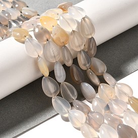 Серые натуральные бусины из агата , слеза