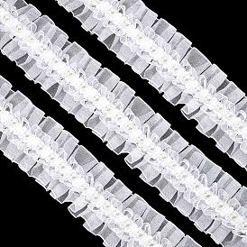 5м лента из шифона с цветочным кружевом и искусственным жемчугом, для аксессуаров для одежды, украшение подарка