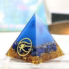 Orgonite Pyramid Resin Energy Generators, Reiki Natural Lapis Lazuli Chips Inside for Home Office