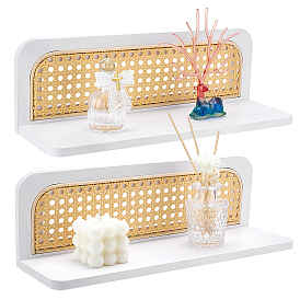 2 étagères flottantes en bois (pièces), étagères de rangement murales de style bohème, rectangle