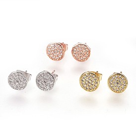 Латунь уха шпильки, с кубического циркония, без свинца, без кадмии и без никеля, плоско-круглые