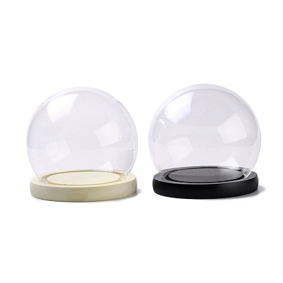High Borosilicate Glass Cloche Globe Display Dome, with Wooden Base