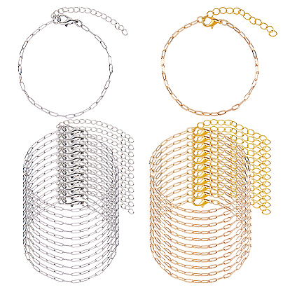 24pcs 2 couleurs 304 bracelets à chaînes en acier inoxydable pour femmes et hommes