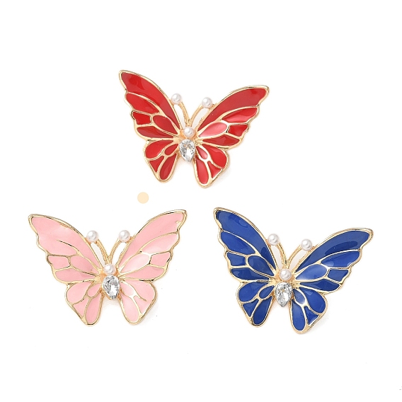 Эмалированные булавки-бабочки, броши из сплава стразов для рюкзака, с пластиковой жемчужины