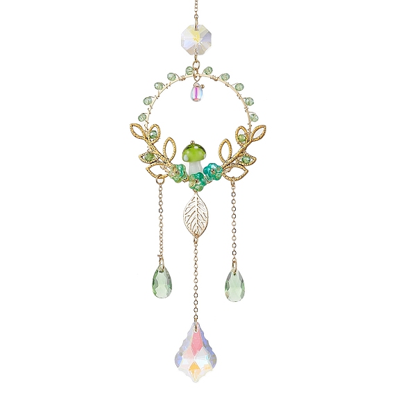 Кулон лэмпворк в виде грибов ручной работы, Стеклянная кисточка в виде каплевидного листа для украшения дома