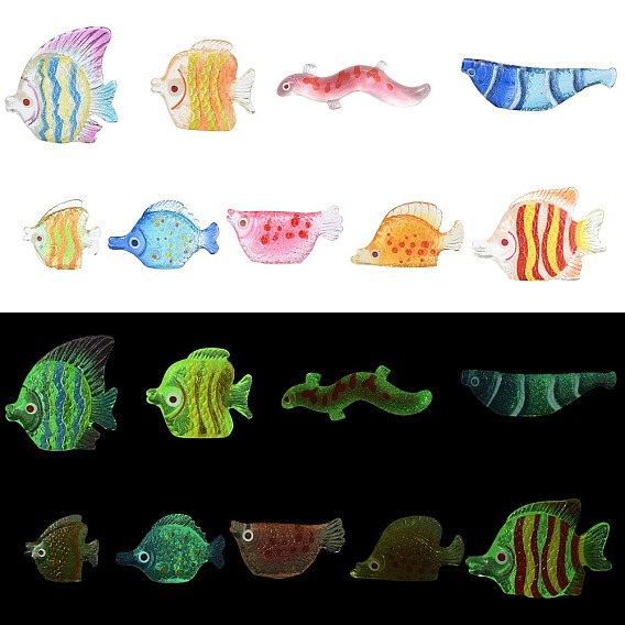 45Pcs 9 Styles Fish Transparent Resin Cabochons, DIY for Phone Case & Earrings & Keychains Accessories