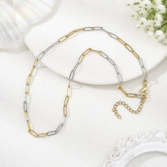3.5MM Duo Tone Brass Paperclip Chains Necklaces