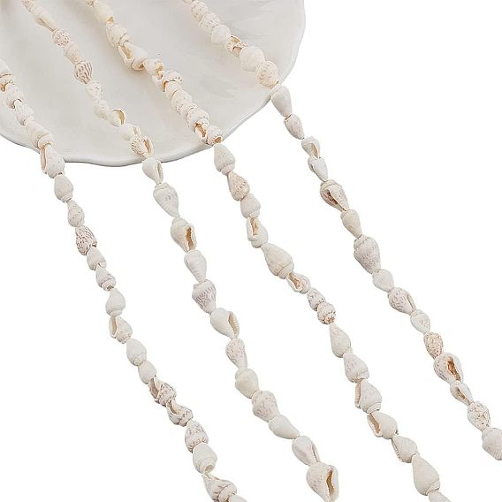 3 нити натуральные бусины из ракушек-труб