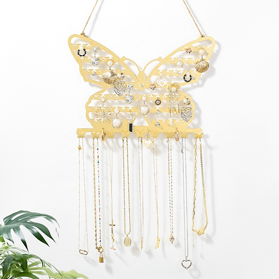 Butterfly Iron Wall Mounted Jewelry Display Rack, For Hanging Necklaces Earrings Bracelets