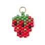 Подвески из стеклянных бусинок в виде клубники, с 304 кольцами из нержавеющей стали