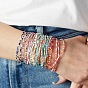 Boho Round Brass and Glass Seed Beaded Stretch Stackable Bracelet Sets, Golden