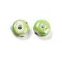 Handmade Porcelain Beads, Hand Painted Ceramic Beads, Famille Rose Style, Rondelle with Eye