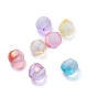 Transparent Glass Beads, Frosted, with Glitter Powder, Half Drilled, Peach