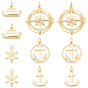 10Pcs 5 Styles Maritime Theme Brass Pendants, with Jump Ring