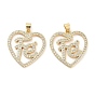 Покрытие стойки латунь микропаве прозрачные подвески из кубического циркония, долговечный, без свинца и без кадмия, сердце