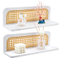 2Pcs Wood Floating Shelves, Boho Style Wall Mounted Storage Racks, Rectangle