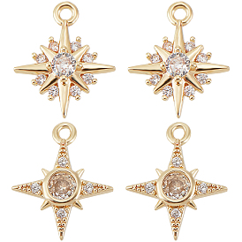 16 шт 2 стиль латунь микропаве прозрачные подвески из кубического циркония, без кадмия и без свинца, смешанный звезда