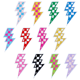 12 шт. 12 цвета шахматная доска молния полиэстер компьютерная вышивка ткань приклеиваемые/пришивные заплатки, аксессуары для костюма, аппликация