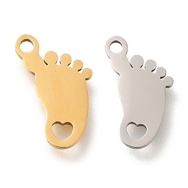 201 Stainless Steel Charms, Laser Cut, Footprint Charm