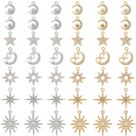 56шт 6 стили подвески со стразами из сплава, разноцветные
