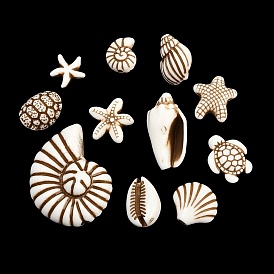 Бусины из непрозрачного акрила с морской тематикой, окрашенные аэрозольной краской., имитация оболочки