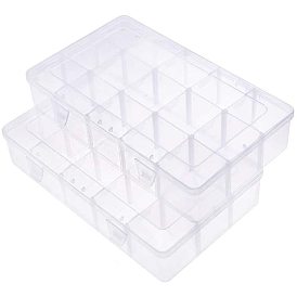 Rectangle Plastic Bead Storage Containers, 15 Compartments