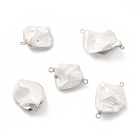 Breloques connecteur de perles de coquillage baroque, liens de pépites, avec doubles boucles en laiton