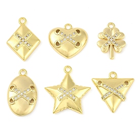 Cross Theme Real 18K Gold Plated Brass Micro Pave Clear Cubic Zirconia Pendants