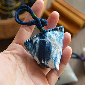 Handmade plant blue dyed sachet retro buckle sachet triangular zongzi wormwood purse sachet literary art
