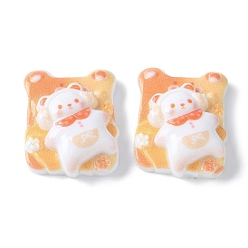 Непрозрачные кабошоны из смолы, квадрат с медведем