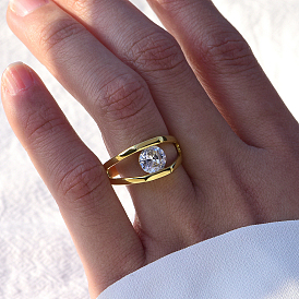 925 Bagues en argent sterling avec pavé de zircones cubiques pour femmes, oeil
