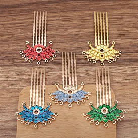 Flower Alloy Enamel Hair Stick Finding, Ancient Style Hanfu Accessories for Women Girl